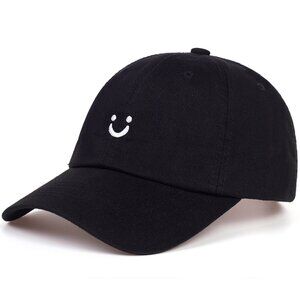 Cute Little Smiley Face Baseball Cap/Hat, Happy Black‎ & White Good Vibes